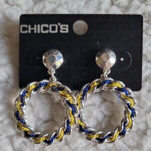 NWT Chico's "Kala" 1" Silver Tone Lightweight Dangle Earrings
